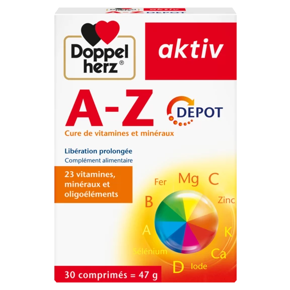 Illustration of the product packaging Doppelherz aktiv A-Z Depot front view